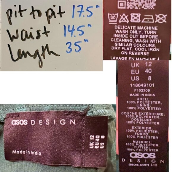 ASOS Green Spotted High Neck Tie Waist Flippy Mini Dress Size 8 - Picture 9 of 9